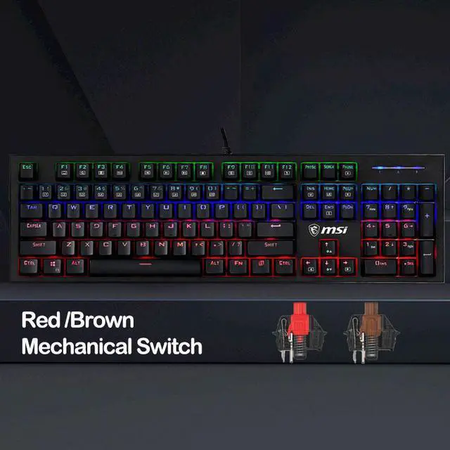 Alt view image 6 of 7 - MSI GK50Z Mechanical Keyboard with Detachable Wrist Rest, Ergonomic Design,RGB LED Backlit,Cool Exterior Anti-splash 104Keys Gaming Keyboard for Gaming and Office, Wired Keyboard for Mac/PC/Laptop