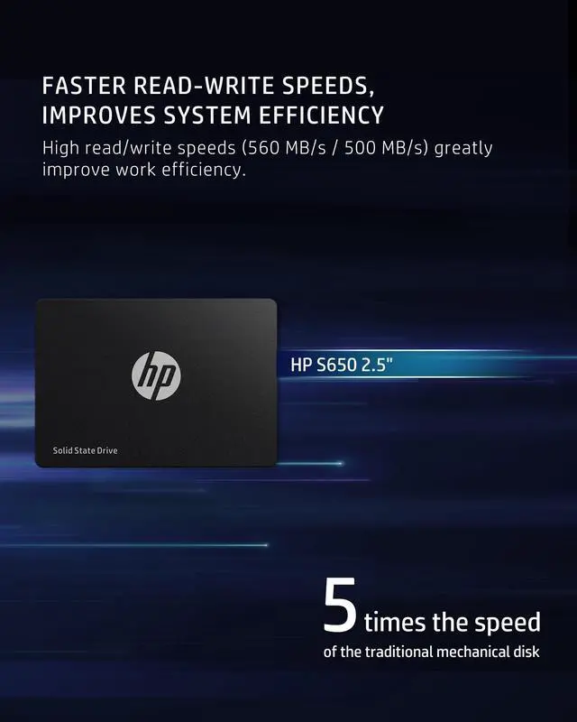 Alt view image 4 of 7 - HP S650 2.5 Inch SATA III SSD 480GB Internal Solid State Hard Drive Disk, 3D NAND, Up to 560MB/s for Laptop/Desktop PC - 345M9AA#ABA