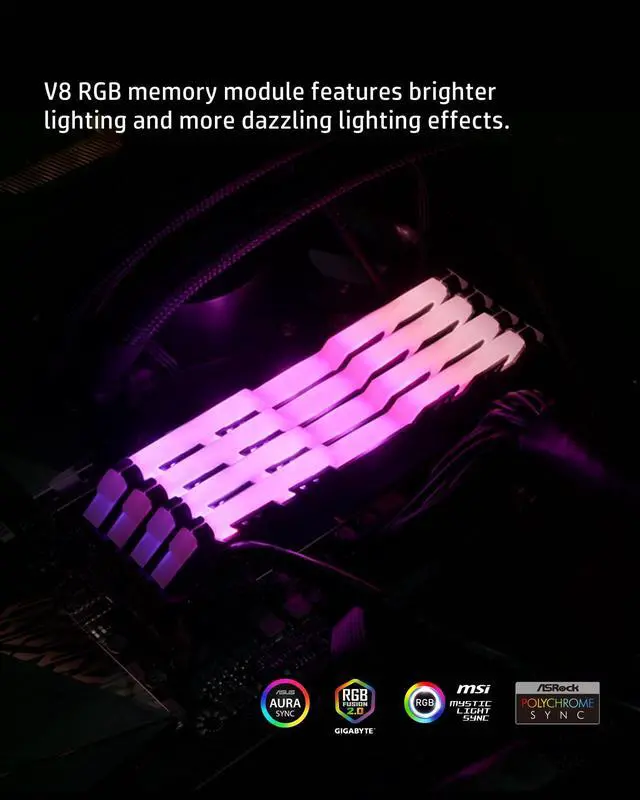 Alt view image 5 of 7 - HP V8 RGB DDR4 RAM 16GB Kit (8GBx2) 288-Pin 3200MHz PC4-25600 Computer Memory for Desktop PC - 8MG02AA#ABC