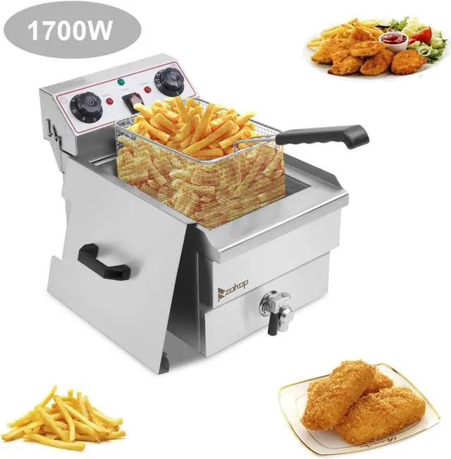 Alt view image 7 of 7 - 8.5QT/8L Total Capacity 12.5qt/11.8l Stainless Steel Faucet Single Tank Deep Fryer 1700W Max (8L Large Fryer Blue / Large Handle)