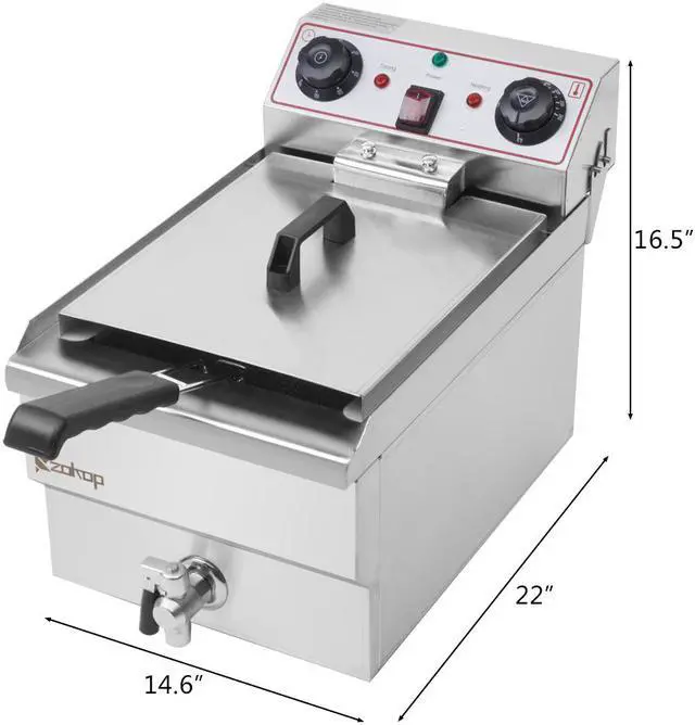 Alt view image 6 of 7 - 8.5QT/8L Total Capacity 12.5qt/11.8l Stainless Steel Faucet Single Tank Deep Fryer 1700W Max (8L Large Fryer Blue / Large Handle)