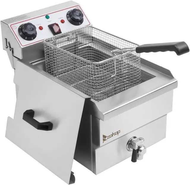 Main image of 8.5QT/8L Total Capacity 12.5qt/11.8l Stainless Steel Faucet Single Tank Deep Fryer 1700W Max (8L Large Fryer Blue / Large Handle)