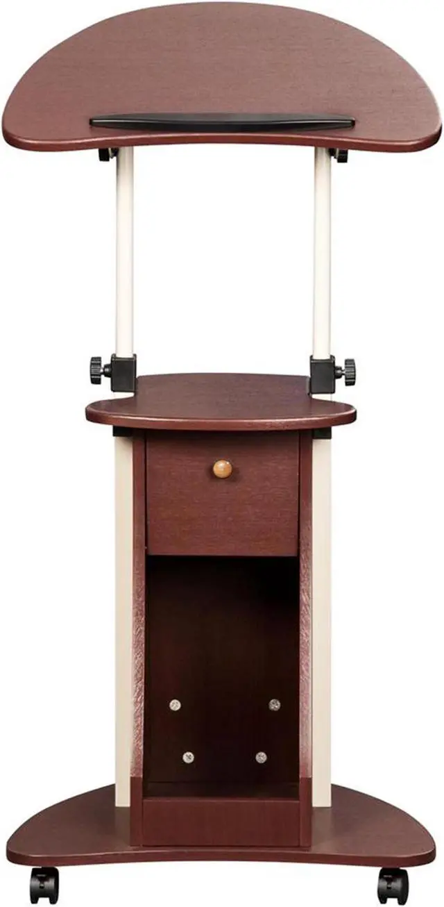 Alt view image 3 of 5 - Sit-to-Stand Rolling Adjustable Laptop Cart With Storage, Chocolate