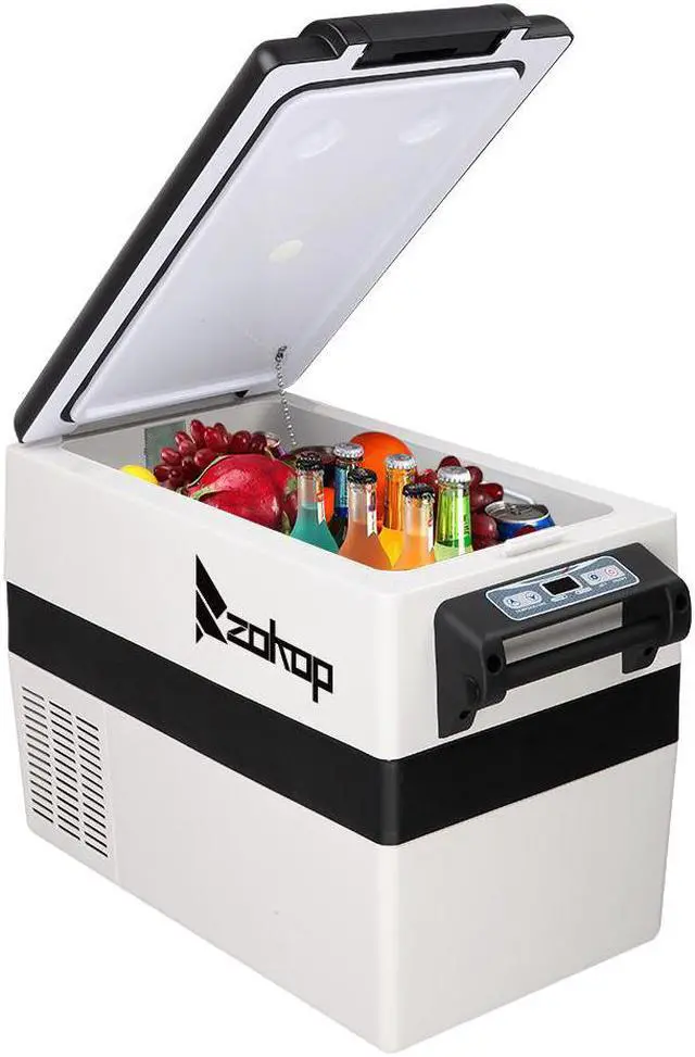 Main image of ZOKOP American Standard BCD42 DC12V / 24V AC100-120V 42L / 44 Quart / 1.47CU.FT Compressor Key Display Car Refrigerator Plastic Black Light Gray