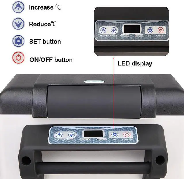 Alt view image 2 of 7 - ZOKOP American Standard BCD42 DC12V / 24V AC100-120V 42L / 44 Quart / 1.47CU.FT Compressor Key Display Car Refrigerator Plastic Black Light Gray