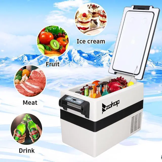 Alt view image 5 of 7 - ZOKOP American Standard BCD42 DC12V / 24V AC100-120V 42L / 44 Quart / 1.47CU.FT Compressor Key Display Car Refrigerator Plastic Black Light Gray