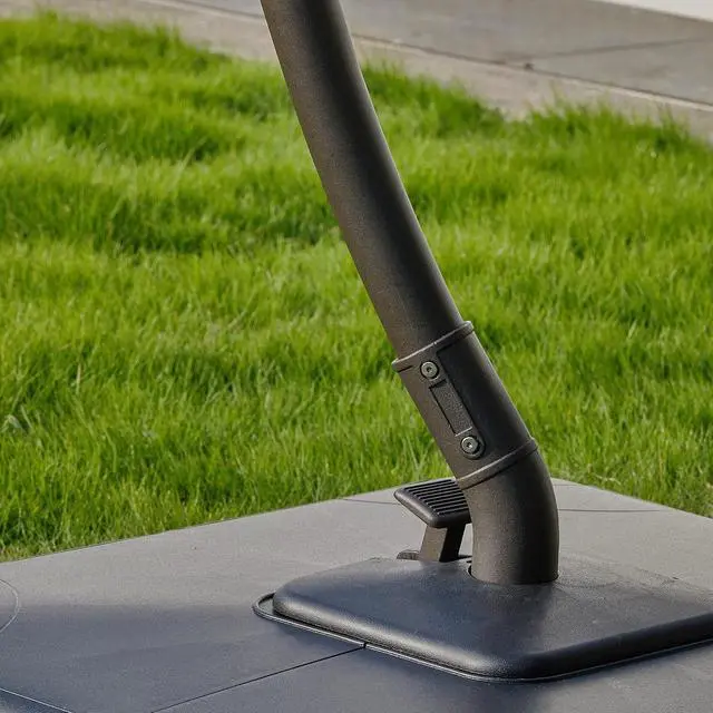 Alt view image 6 of 7 - 11 ft Deluxe Patio Umbrella with Base Included,Outdoor Large Hanging Cantilever Curvy Umbrella with 360° Rotation for Pool,Garden,Deck,Lawn(Champagne)