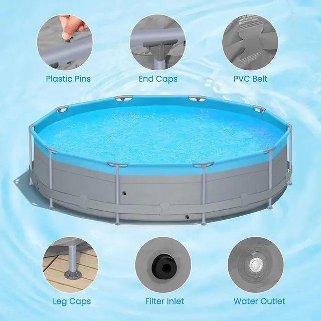 Alt view image 2 of 7 - Above Ground Swimming Pools with Pump 12ft x 12ft x 30inch for Family Water Sport Backyard Garden