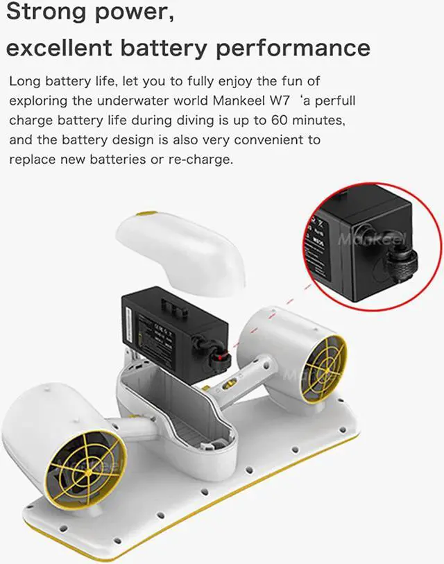 Alt view image 4 of 7 - Sea scooter 50 m Compatible with GoPro for Water Sports Swimming Pool & Diving Msds Approved-Black