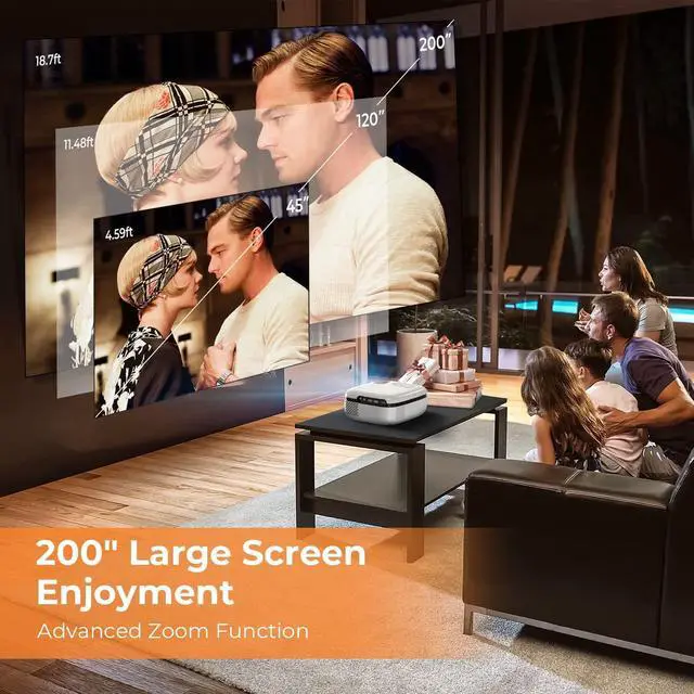 Alt view image 4 of 6 - WiFi Portable Projector 8000L with Carrying Bag, 1080P Supported white(RD-823)
