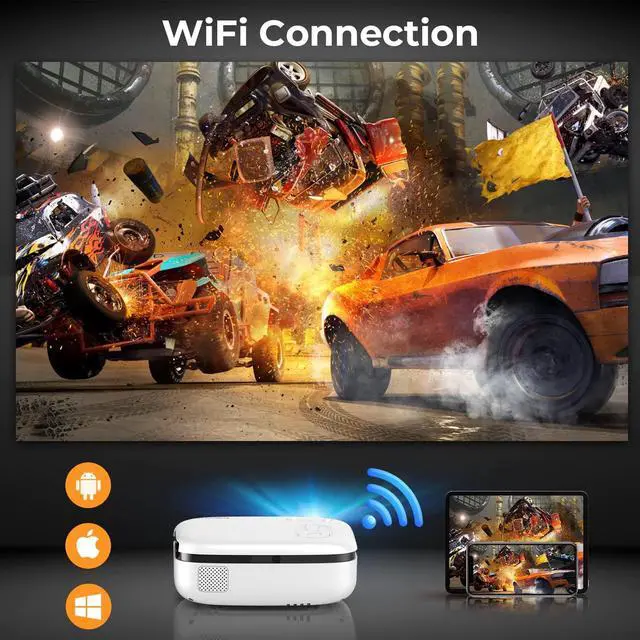 Alt view image 5 of 6 - WiFi Portable Projector 8000L with Carrying Bag, 1080P Supported white(RD-823)