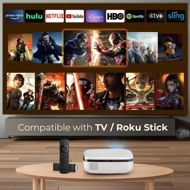 Alt view image 6 of 6 - WiFi Portable Projector 8000L with Carrying Bag, 1080P Supported white(RD-823)