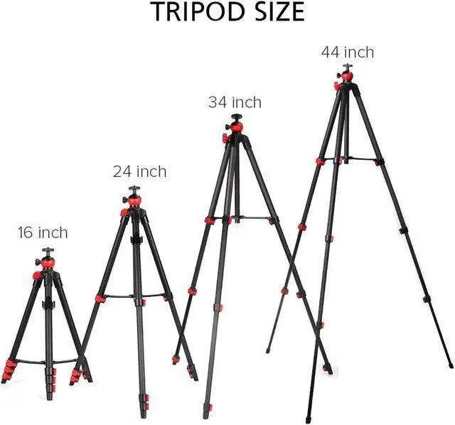 Alt view image 3 of 7 - Portable Tripod with Phone Clip and Bluetooth Remote Control Black Red(T60)