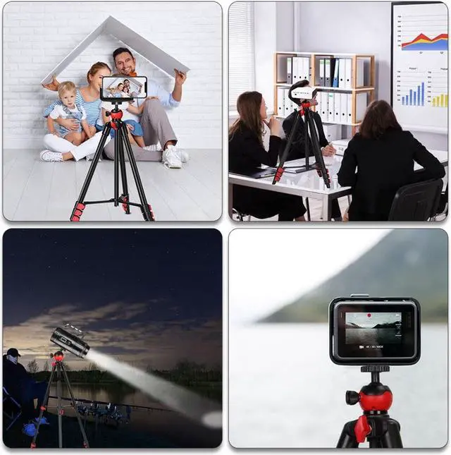 Alt view image 6 of 7 - Portable Tripod with Phone Clip and Bluetooth Remote Control Black Red(T60)