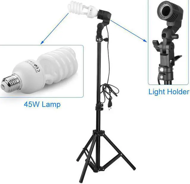 Alt view image 5 of 7 - Spiral Shape 45W Three Lights 33" White Umbrellas 33" Silver Black Umbrellas Three Holders