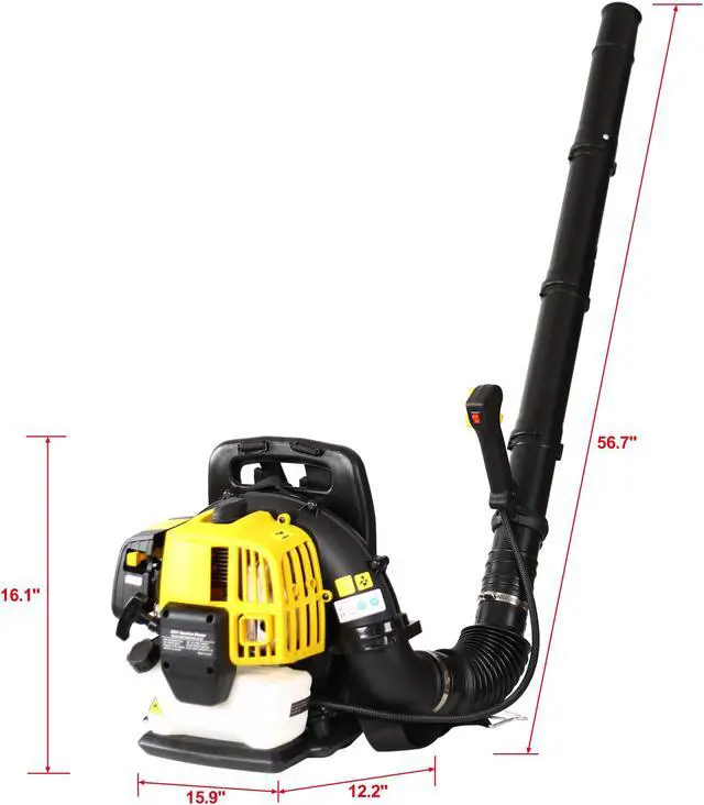 Alt view image 2 of 7 - 2-Stroke  Engine Gas Powered Leaf Blower - 52CC Gasoline Blower for Lawn Care - Cordless Variable Speed Backpack Leaf Blower (Orange)