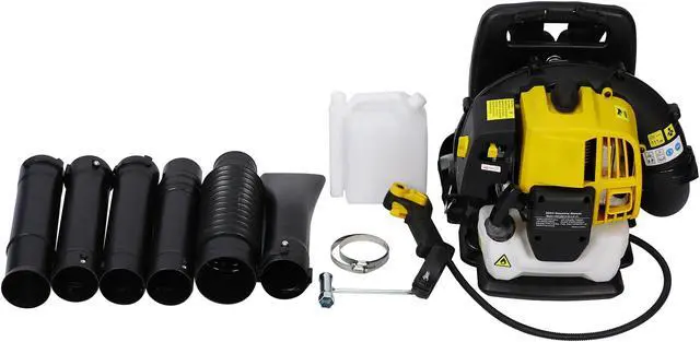 Alt view image 3 of 7 - 2-Stroke  Engine Gas Powered Leaf Blower - 52CC Gasoline Blower for Lawn Care - Cordless Variable Speed Backpack Leaf Blower (Orange)