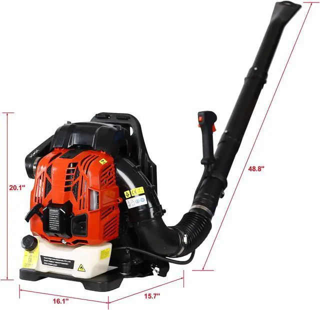 Alt view image 2 of 7 - 4-Stroke Engine Gas Powered Leaf Blower - 76CC Gasoline Blower for Lawn Care - Cordless Variable Speed Backpack Leaf Blower (Red)