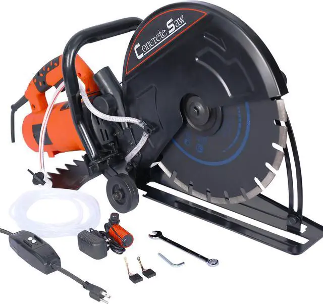 Main image of Electric 14" Cut Off Saw Wet/Dry Concrete Saw Cutter Guide Roller with Water Line Attachment