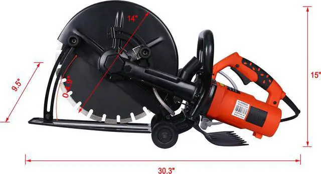 Alt view image 5 of 5 - Electric 14" Cut Off Saw Wet/Dry Concrete Saw Cutter Guide Roller with Water Line Attachment