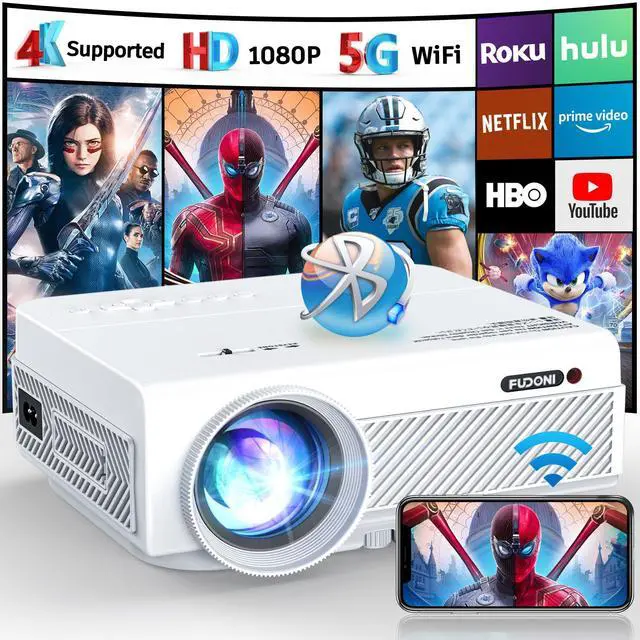 Main image of Projector with WiFi Bluetooth,FUDONI 5G WiFi Native 1080P Outdoor Projector 15000L Support 4K,Portable Movie Projector with Max 300",for iOS/Android/Laptop/TV Stick/HDMI/USB/VGA/TF