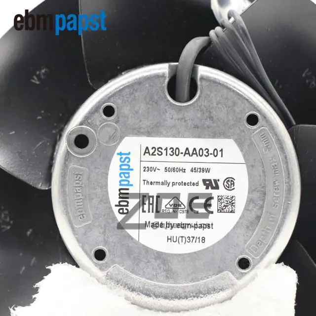 Alt view image 7 of 7 - Ebmpapst A2S130-AA03-01 AC Fan Ball Bearing 230V 0.31A/0.25A 45W/39W 2800RPM/3250RPM Flange Mount Industrial Cooling Fans and Supplies