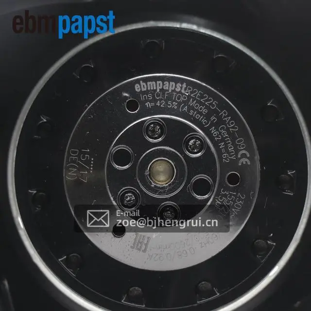 Alt view image 3 of 7 - EBM-Papst R2E225-RA92-09 AC Fan Ball Bearing 230V 0.68A/0.92A 155W/210W 2560RPM 414.94CFM Flange Mount AC centrifugal fan - RadiCal