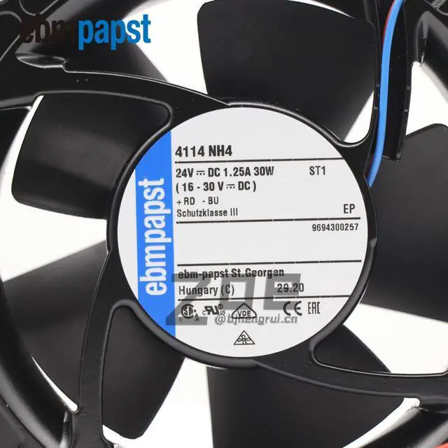 Alt view image 3 of 7 - ebmpapst 4114NH4 1238 24V 30W Textile Machinery Transmitter Cooling Fan