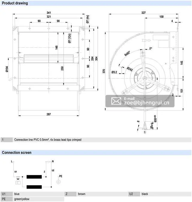 Alt view image 4 of 5 - Ebmpapst D4E225-CC01-02 Centrifugal Blower 370x327x341mm 2215m3/h 230 V AC Forward Curved Dual Inlet Cooling Fan