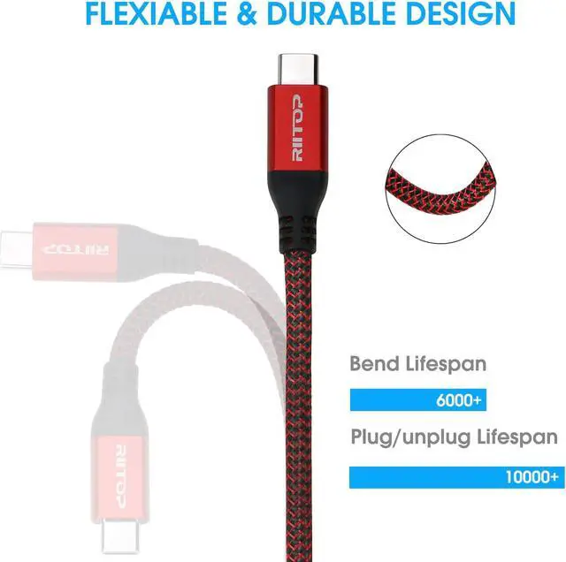 Alt view image 6 of 7 - 40Gbps USB 4 Cable 3ft with 8K Video & 100W Charging, RIITOP USB 4.0 USB C to USB C Display Cable Compatible with Thunderbolt 4, Thunderbolt 3, MacBook, XPS, Surface Pro, Type C Hub Docking