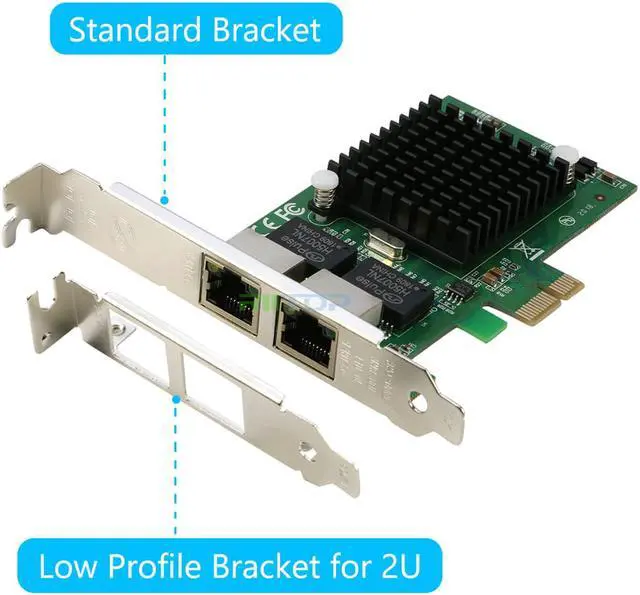 Alt view image 4 of 6 - 2Port 1000M PCI-E Gigabit Ethernet Network Adapter Card Intel82576 Chipset, Dual RJ45 1G 1000 Mbps PCIe Network Controller LAN Card, with Low Profile Bracket