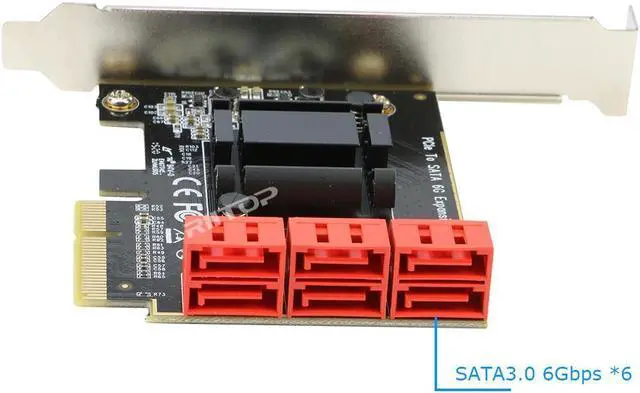Alt view image 2 of 6 - SATA Card 6 Port, 6Gbps SATA iii Controller PCI-e Express 4x Expansion Card ASM1166 Chipset, Support 6*SATA 3.0 Devices