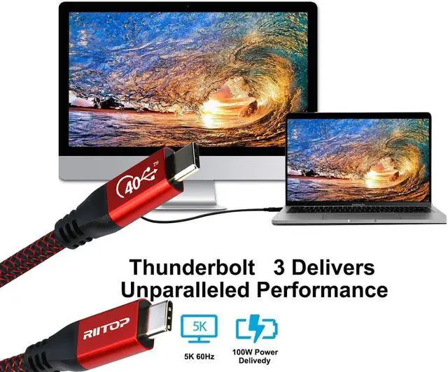 Alt view image 3 of 7 - 40Gbps USB 4 Cable 3ft with 8K Video & 100W Charging, RIITOP USB 4.0 USB C to USB C Display Cable Compatible with Thunderbolt 4, Thunderbolt 3, MacBook, XPS, Surface Pro, Type C Hub Docking