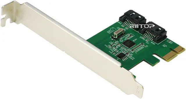 Alt view image 2 of 6 - 2 Port SATA 3 Card, RIITOP PCI-e Express x1 SATA iii 6Gbps Adapter Card, SATA 3.0 Controller Card ASM1061 Chipset, Support 2 SATA 3.0 Devices