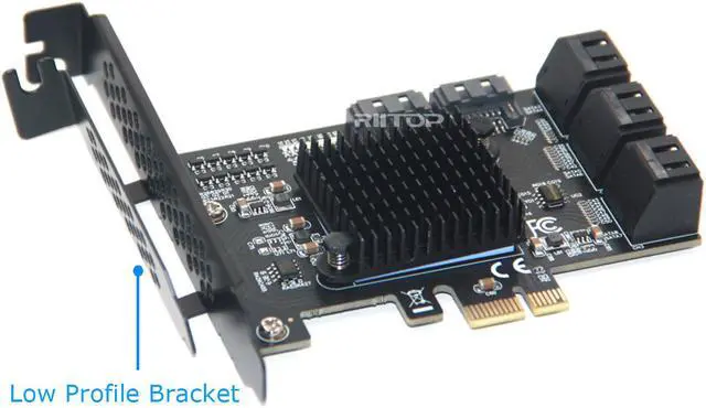 Alt view image 4 of 6 - PCIe SATA Card 8 Port, RIITOP PCI-e Express x1 SATA3 Expansion Controller Card Adapter, SATA iii 6Gbps, Come with Low Profile Bracket and SATA Cables