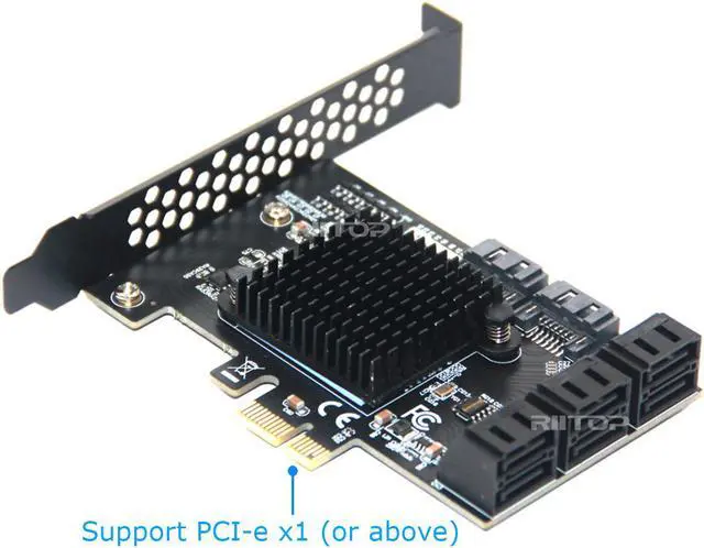 Alt view image 3 of 6 - PCIe SATA Card 8 Port, RIITOP PCI-e Express x1 SATA3 Expansion Controller Card Adapter, SATA iii 6Gbps, Come with Low Profile Bracket and SATA Cables