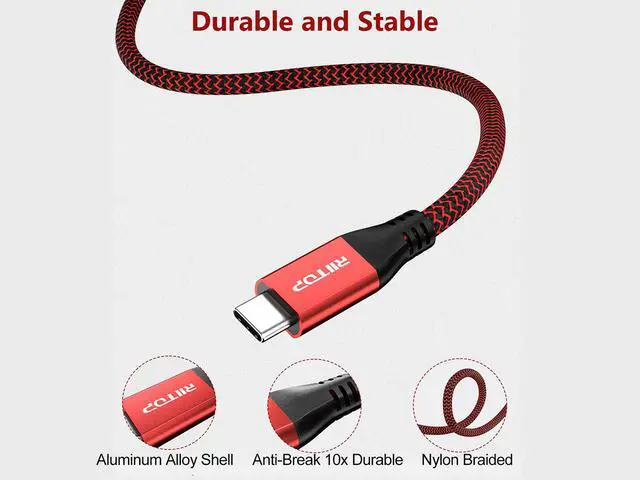 Alt view image 7 of 7 - USB C to C Cable 100W [5FT, 20Gbps], RIITOP USB 3.2 Type-C Gen 2x2 Cable with E-Marker (Thunderbolt 3 Compatible) Support PD Fast Charge / 4K Video Braided Cord for MacBook Pro, USB-C Monitor, SSD