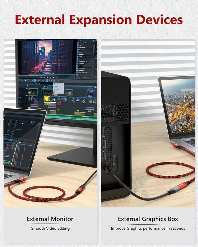 Alt view image 5 of 7 - USB C 4.0 Extension Cable 40Gbps 2.6ft, Thunderbolt 3 & 4 Extension Cable, RIITOP USB 4.0 Data Extender Cable Support PD 100W 20V5A, 40Gbps Transfer, 8K@60Hz, 6K/4K@60Hz Video for Dell/HP/Anker Dock