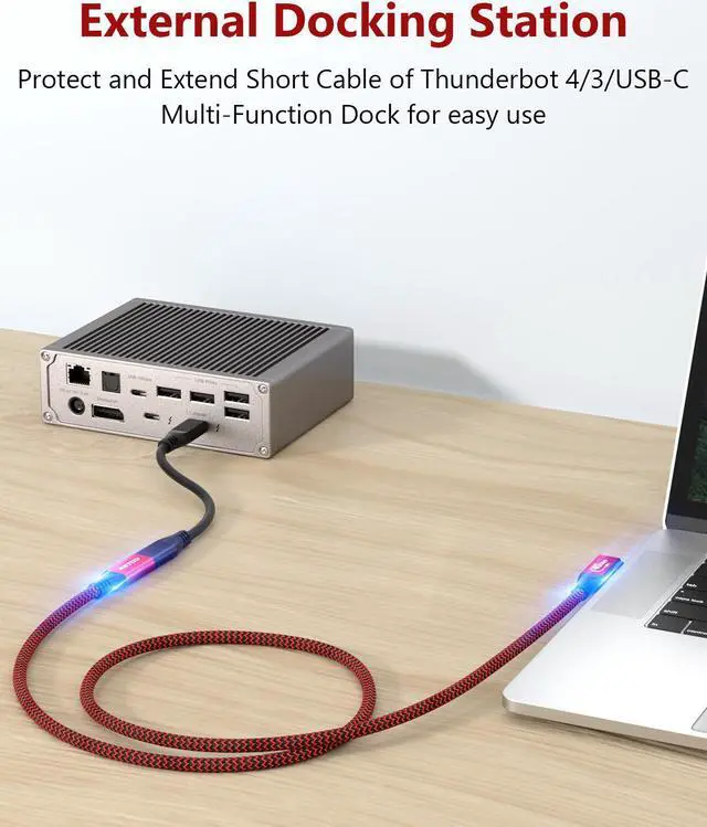 Alt view image 7 of 7 - USB C 4.0 Extension Cable 40Gbps 2.6ft, Thunderbolt 3 & 4 Extension Cable, RIITOP USB 4.0 Data Extender Cable Support PD 100W 20V5A, 40Gbps Transfer, 8K@60Hz, 6K/4K@60Hz Video for Dell/HP/Anker Dock