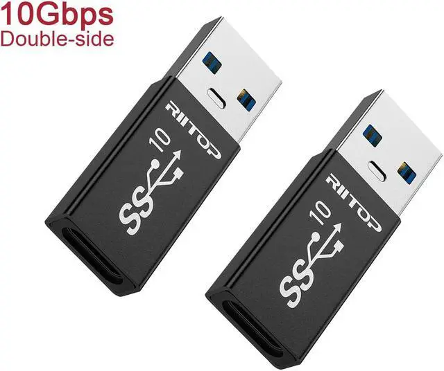 Main image of USB 3.1 A to C Adapter 10Gbps, RIITOP USB Type C Female to USB A Male Adapter Connector [Black]