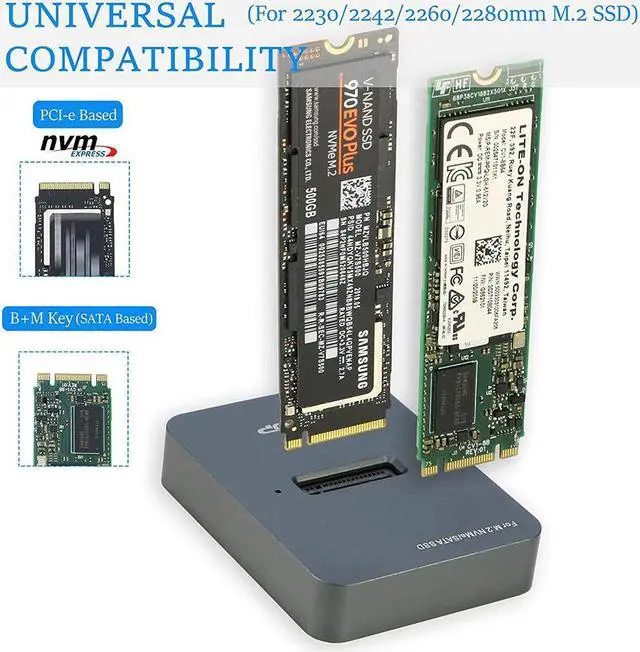 Alt view image 2 of 7 - M.2 SATA and NVMe SSD to USB C Docking Station, RIITOP M.2 SSD to USB-C Reader Adapter for Both M.2 (M Key) NVMe SSD and (B+M Key) SATA-Based SSD Enclosure