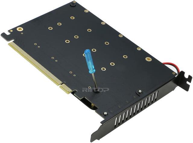 Alt view image 6 of 6 - Quad M.2 NVMe to PCIe Adapter Expansion Card (PCIe Bifurcation Motherboard is Required), Support 4* M.2 PCIe NVMe SSD