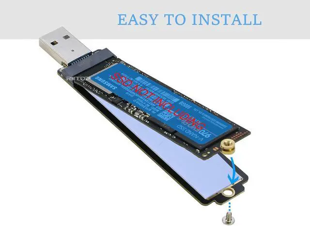 Alt view image 4 of 5 - M.2 NGFF NVMe to USB Adapter Converter, RIITOP M2 SSD to USB 3.0 Reader, Compatible with Both B Key SATA and M Key NVMe PCI-e M.2 SSD