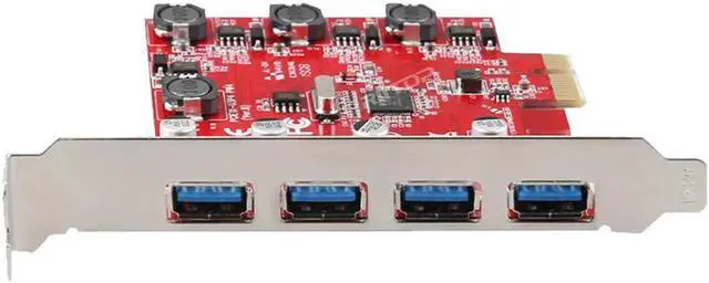 Alt view image 2 of 5 - PCI-e Express to 4 Port USB 3.0 Expansion Adapter Card 5Gpbs VIA Chiset, for Desktop PC Computer Support Windows 10/8/7/XP and MAC OS 10.8.2 Above