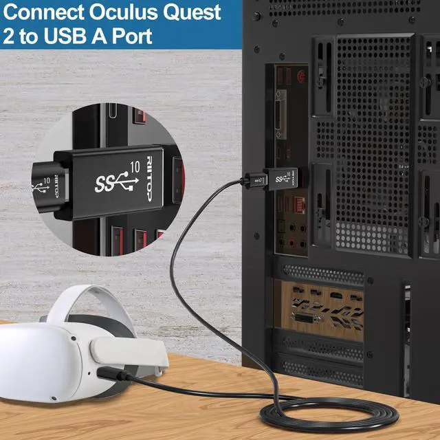 Alt view image 4 of 6 - Double Sides 10Gbps RIITOP USB 3.1 Gen 2 A Male to Type-C Female Adapter,10Gbps Data Transfer, USB A to USB C 3.1 Converter for PC, Laptop, Charger, Power Bank, Quest Link VR - 2Pack