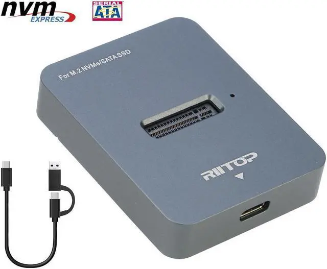 Alt view image 7 of 7 - M.2 SATA and NVMe SSD to USB C Docking Station, RIITOP M.2 SSD to USB-C Reader Adapter for Both M.2 (M Key) NVMe SSD and (B+M Key) SATA-Based SSD Enclosure