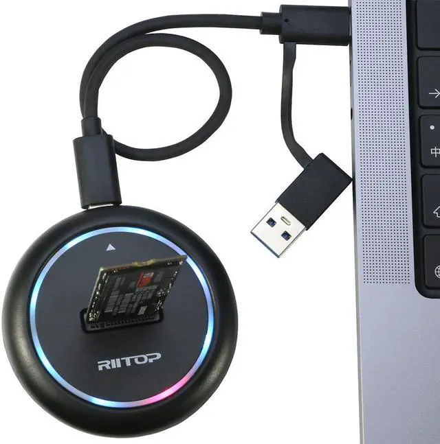 Alt view image 4 of 5 - M.2 NVMe SSD Enclosure USB Adapter Reader, RIITOP USB3.2 Gen2 Type C to M.2 NVMe SSD Dock for Both NVMe and (B+M Key SATA) SSD, Support Size 2230/2242/2260/2280/22110