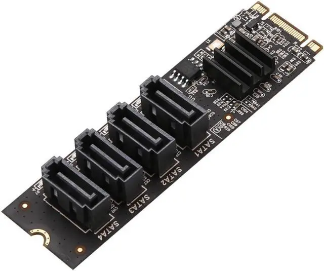 Alt view image 3 of 5 - M.2 NVMe to 4 SATA Adapter Controller Card, Internal 4 Port Non-RAID SATA III 6GB/s M.2 NVMe Adapter Card for Desktop PC Support SSD and HDD Hard Disk Drive