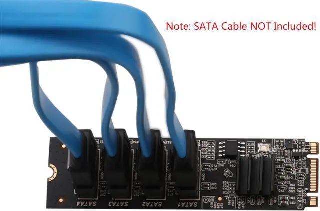 Alt view image 2 of 5 - M.2 NVMe to 4 SATA Adapter Controller Card, Internal 4 Port Non-RAID SATA III 6GB/s M.2 NVMe Adapter Card for Desktop PC Support SSD and HDD Hard Disk Drive