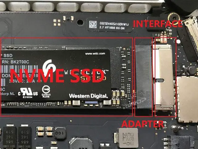 Alt view image 2 of 7 - RIITOP M.2 NVMe SSD to 12+16Pin Upgrade Adapter for MacBook Air (2013-2017 Year) A1465 A1466 and Mac Pro (Late 2013-2015 Year)
